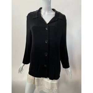 Chicos Travelers Womens Jacket Black Long Sleeve Buttons Notch Collar 2